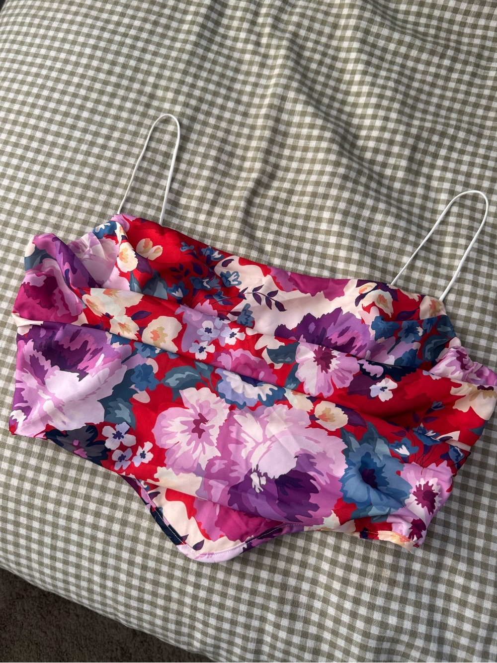 Kittenish Red & Purple Floral Corset Top